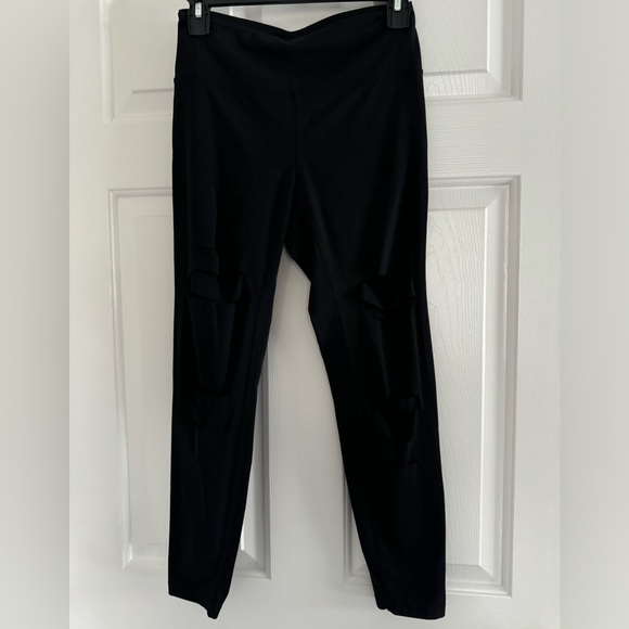 Zyia Slashed Luxe Hi-waist Black Leggings Like New - Picture 1 of 3